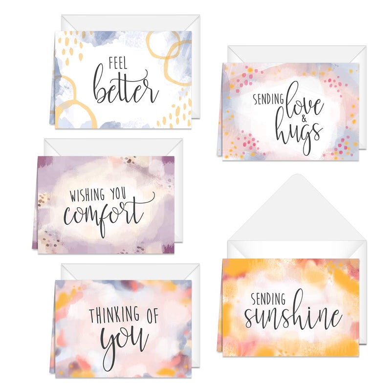 Canopy Street Simple Sentiments Greeting Cards / 25 Encouragement Card Pack With White Envelopes / 5 Thoughtful Designs / 5" x 7" Sympathy Thinking Of You Cards - Image 5
